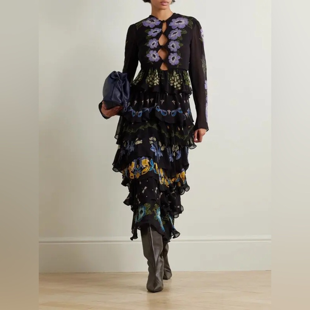 Farm Rio Ruffled Tiered 
Printed Georgette Maxi Dress - Picture 3 of 3